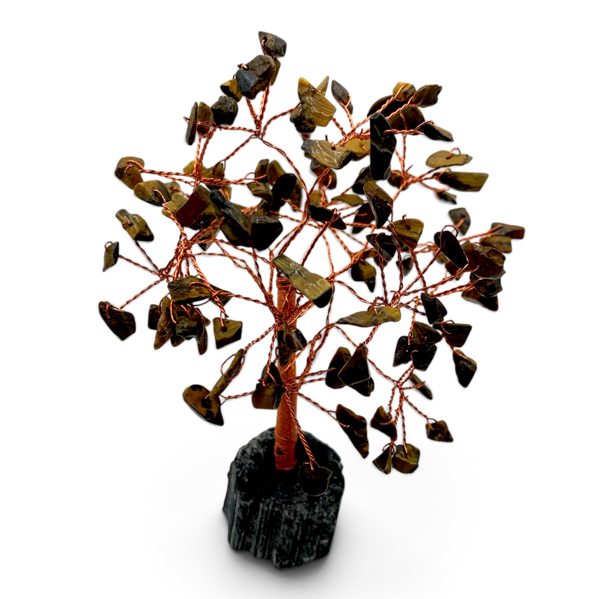 Gemstone Tree - Tiger's Eye with Black Tourmaline Base $45